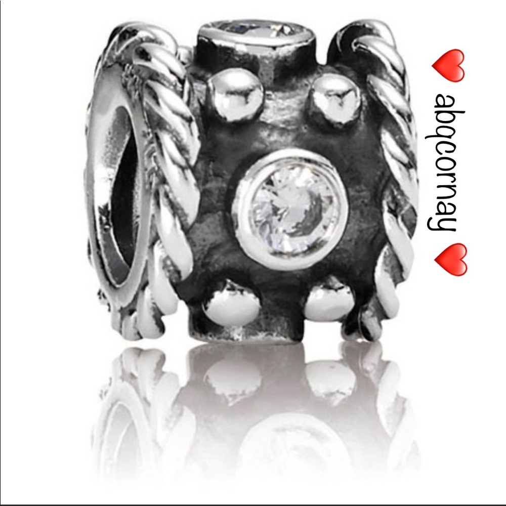 EUC Pandora 790221CZ Sterling Silver Oxy Crown Charm w/ Clear Zirconia - Retired